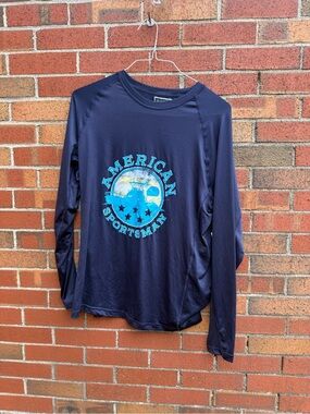 Club Room American Sportsman Rash Guard Shirt Large Navy Blue Fishing  UPF